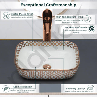 Plantex Ceramic Table Top Wash Basin/Washbasin/Countertop Wash Basin for Bathroom/Living Room(NC-482, 14 x 10 x 5 Inch)