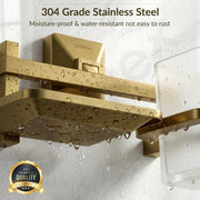 Plantex 304 Grade Stainless Steel Soap and ABS Material Brush Holder Stand for Bathroom and Wash Basin/Bathroom Accessories - Squaro (Antique)