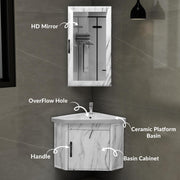Plantex Unbrekable Wall Mount Vanity Cabinet with Washbasin and Mirror/Corner Basin with Cabinet for Bathroom (484 -White)