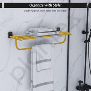 Plantex 304 Grade Stainless Steel 24 inch Towel Rack/Towel Stand/Towel Holder for Bathroom/Towel Hanger for Bathroom/Bathroom Accessories - Parv (Gold & Black)