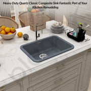 Plantex UV Protected Kitchen Sink/Single Bowle Sink For Home/Matt German Engineered Technology Quartz Sink For Kitchen (Smoke Grey-18X24 Inch)