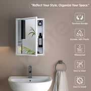 Plantex Acrylonitrile Butadiene Styrene Durable Bathroom Cabinet with Mirror/Premium Multipurpose Bathroom Mirror with Storage/Mirror with Shelf (14X18 Inch-White)