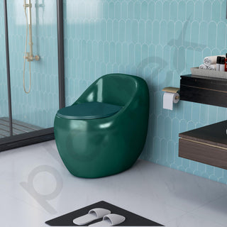 Plantex Ceramic One Piece Commode for Toilet With Siphonic Vacuum Jet Flush/Western Toilet/Soft Closing Toilet Seat - (Round - Glossy Green)