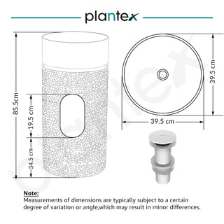 Plantex Ceramic Pedestal Basin for Bathroom/One Piece Pedestal Free Standing Round Wash Basin for living Room/Hotel (Beige)