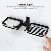 Plantex Aluminum Bathroom Dual Soap Holder with Hook/Soap Stand/Soap Dish/Bathroom Accessories - Black