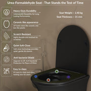 Plantex Ceramic Rimless Commode for Toilet/Western Commode/Wall Hung Commode with Soft Closing Toilet Seat - P Trap (Matt Black)