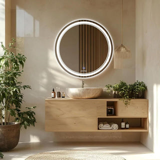 Plantex Glass Mirror With Light With 3 Tone/Touch Wall Mount Mirror For Bedroom/Dressing Room/Living Room - Round Shape (24 Inch), White