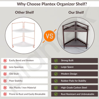 Plantex Bathroom Organiser Stand/Carbon Steel Bathroom Corner Shelf/2 Tier Corner Freestanding Shelf/Multipurpose Rack for Home - Pack of 1 (Brown)