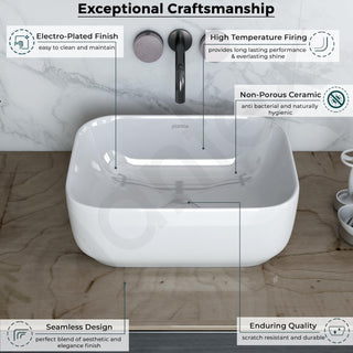 Plantex Ceramic Wash Basin for Bathroom/Table Top Washbasin with 10 Years Glaze Warranty by Plantex/Wash Basin/Basin for Restaurant/Hotel (Glossy White - 16 x 12 x 5.5 inch)