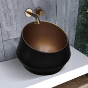 Plantex Ceramic Tabletop Washbasin/Bathroom Basin Sink/Basin for Bathroom/Wash Basin for Restaurant/Hotel (Black & Red Bronze - 16 x 16 x 12 Inch)