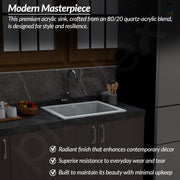 Plantex Quartz Acrylic Kitchen Sink/Undermount Single Bowl Sink for Kitchen/Metalic Single Bowl Kitchen Sinks with Coupling (Lintus 16x18 Inches)