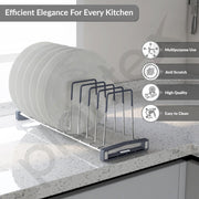 Plantex Stainless Steel Thali Stand/Dish Rack Kitchen Cabinet/Plate Stand for Modular Kitchen/Tandem Box Accessories - 10 Sections (Chrome/Pack of 1)