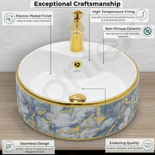 Plantex Table Top Wash Basin For Bathroom/Small Basin for Handwash/Countertop Washbasin - Indo-European Collection (16 x 16 x 6 Inch)