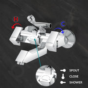 Plantex Pri-317 Pure Brass Telephonic Wall Mixer with Crutch Arranging of Hot & Cold Water with Water Saving Nozzle for Bathroom and Brass Wall Flange (Chrome)