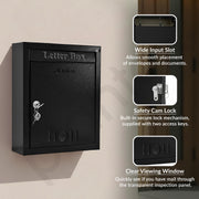 Plantex Letter Box/Post Box/Letter Box for Home gate/Suggestion Box for Office Use with Key Lock/Mail Box (Black) - Pack of 10 (Wall Mount)
