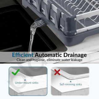 Plantex Kitchen Storage Rack/Aluminium Fold Flat Dish Drying Rack/2-Tier with Drainboard/Kitchen Organiser Rack - (Silver & Grey)