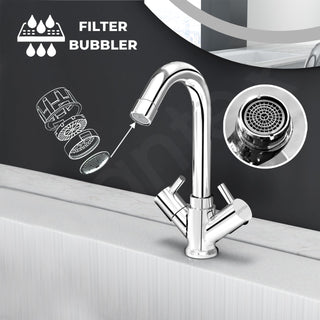 Plantex Brass Spindle Basin Mixer/Wash Basin Tap with Water Saving Nozzle/Sink Tap for Kitchen Basin with Teflon Tape -(MKS-1270-Chrome)