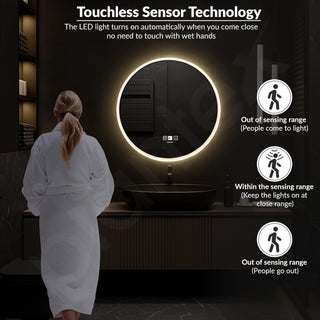 Plantex Aluminium Frame LED Mirror for Wall/Wall Mount Mirror for Bedroom/Dressing Room/Living Room/Entryway - (24 Inch-Black)