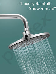 Plantex ABS Round Shower Head for Bathroom/Adjustable Head shower/360Â° Rotatable Rain Shower Head for Bathroom/Pressurized Shower Head/Showers for bathroom-Chrome & Matte Black