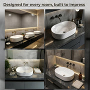 Plantex TableTop Wash Basin for Bathroom/Ceramic Basin with 10 Years Glaze Warranty by Plantex/Washbasin for Home/Hotel/Restaurant (Glossy White - 19 x 13 x 5.5 Inch)
