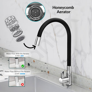 Plantex Pure Brass Kitchen Sink Tap Flexible with Teflon Tape and Wall Flange/PillarTap/Kitchen Sink Tap with Water Saving Aerator and 360° Swivel Spout -(ICO-912B)