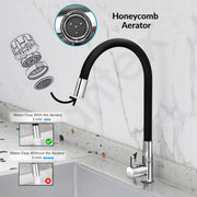 Plantex Pure Brass Flexible Tap for Kitchen Sink/Swan Neck Water Tap Faucet/Kitchen Flexible Sink Tap with Water-Saving Aerator & 360° Swivel Spout (ICO-912B)