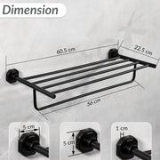 Plantex 304 Grade Stainless Steel Towel Rack for Bathroom/Towel Stand with Hook/Hanger for Cloth/Bathroom Accessories - Nipron (24Inch - Black)