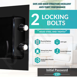 Plantex 23 Litre Electronic Safe Locker for Home/Safety Locker Box with LED Light & Master Code Access/Tijori with Emergency Key/2 Years Warranty by Plantex - Black (Metal)