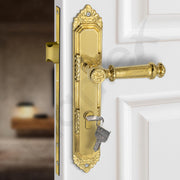 Plantex Heavy-Duty Door Lock Set - Main Door Lock Handle Set/ 6-Lever Lock Mechanism with 3 Years of Warranty/Mortise Lock with 3 Keys, Brass Lock Body & Cylinder(596 - Gold)