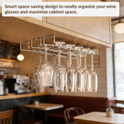 Plantex Wine Glass Rack/Holder Upside Down Hanging Organizer/Glass Hanging Stand for Pubs/Kitchen/Bars (L15.5 x W13 Inches - Triple Line)