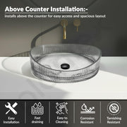 Plantex Transparent Glass Basin for Bathroom/Tabletop Round Wash Basin/Luxury Countertop Basin for Home/Office/Hotel (Somky - 15x15x5 inch)