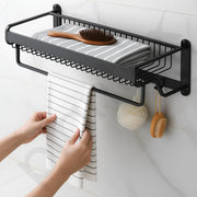 Plantex Space Aluminium Bathroom Hangers for Clothes/Towel Holder in Bathroom/Towel Stand/Bathroom Accessories (22 Inch) Matt Black