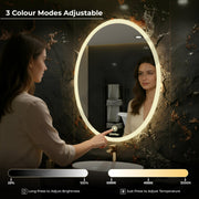 Plantex LED Bathroom Mirror with 3 Tone/Designer Mirror for Living Room/Bedroom/Dressing Room - Oval Shape (18 X 24 Inch)