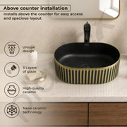 Plantex Table Top Wash Basin For Bathroom/Designer Ceramic Basin/Countertop Vessel Sink Basin - Indo-European Collection (20 x 13 x 6 Inch)