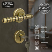 Plantex Mortise Door Lock/Heavy Duty Lock for Main Door/Mortise Locks for Home/Office/Hotel-3 Brass Keys (1031 - Brass Antique)