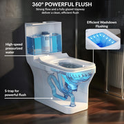 Plantex Platinum Ceramic Commode/S Trap One Piece Western Toilet/Rim Washdown Flush Commode with Soft Close Toilet Seat Cover (White)
