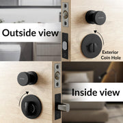 Plantex Bathroom Door Lock/Stainless Steel Pull Push Door Handle Lock Set/Keyless Lock Handle for Bathroom (Black, DTM-666)