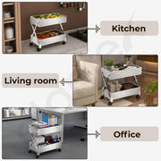 Plantex 2-Tier Multipurpose Storage Trolley with Wheels/Rotating Kitchen Vegetable Rack/Stainless Steel Space Saving Organizer Basket Stand/Heavy Duty Rolling Utility Cart–(Chrome)