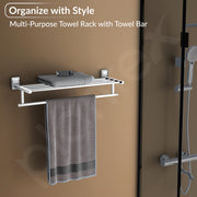 Plantex 304 Grade Stainless Steel 24 inch Towel Rack for Bathroom/Towel Stand/Hanger/Bathroom Accessories - Darcy (Chrome)