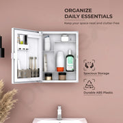 Plantex LED Mirror Cabinet for Bathroom/ABS Storage Cabinet/Mirror Cabinet for Wall/Mirror with Storage for Bathroom - 18x14 Inch (CAB-118, White)
