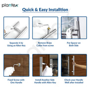Plantex Stainless Steel Main Door Handle/Wooden Door Handle/Wooden Door Accessories/12 Inch Pull-Push Handles Set of 1 (2 Piece, Chrome)