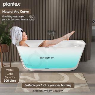 Plantex Bathtub For Bathroom/Freestanding Bath tub for Adults/Deep Soaker Bathtub with Overflow, Popup and Drain Pipe (BSM-207A-White-1700mm)