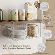 Plantex Storage Basket for Kitchen/12 inch Multifunctional Storage Basket/Stainless Steel Rack Organizer - Pack of 1 (Chrome)