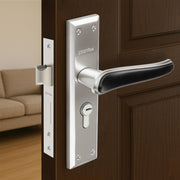 Plantex Heavy-Duty Door Lock Set - Main Door Lock Plate Handle Set/6-Lever Mechanism Mortise Locks with 3 Keys/Brass Locks Body & Cylinder (PTP-09- Satin & Black)