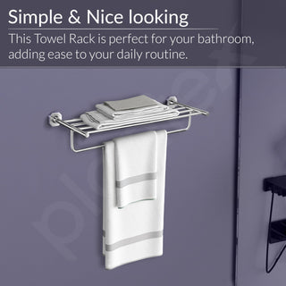 Plantex 304 Grade Stainless Steel Towel Rack with Hooks/Bathroom Towel Rod/Towel Hanger/Bathroom Accessories - Nipron (24-inch) Chrome