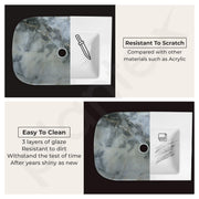 Plantex Ceramic Tabletop Basin/Wash Basin for Bathroom/Bathroom Sink/Grey Marble Washbasin for Restaurant, Hotel (18 x 13 x 5.5 Inch)