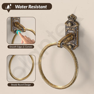 Plantex Aluminium Antique Towel Ring/Napkin Holder/Towel Hanger/Bathroom Accessories (Brass-Antique Finish)