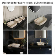 Plantex Ceramic Tabletop Sink/Basin for Bathroom/Wash Basin with Brown Veins/Basin for Living Room, Hotel (Marble Finish, 18 x 13 x 5.5 Inch)