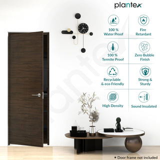 Plantex WPC Doors For Bathroom (30 Mm - Thickness)/Waterproof Bathroom Door/2.5X6.75 Feet Wooden Finished Door For Home/Balcony/Office/Kitchen, Density-600 (30X81 Inch, 24 Kg- Charcoal Oak), Brown