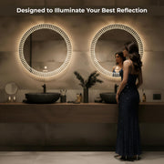 Plantex LED Bathroom Mirror with 3 Tone/Designer Mirror for Living Room/Bedroom/Dressing Room - Round Shape (Dia.24 Inch)